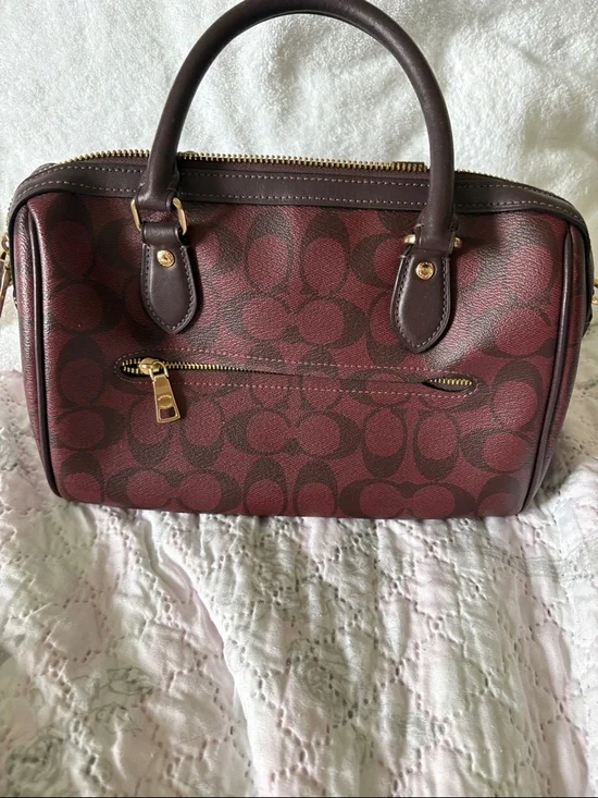 COACH Burgundy Logo Satchel with Gold Hardware - Picture 2 of 5